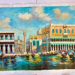 Vintage "Grand Canal Venice", Genuine Oil Painting, (Not a Print)